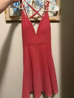 Women’s Deep V Strappy Coral Pink Dress